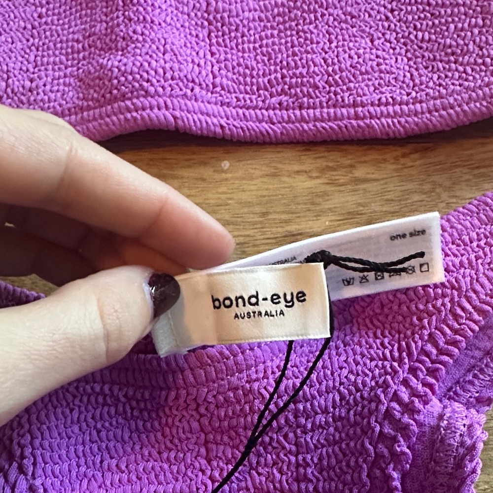 bond-eye Purple Textured Scoop Bikini Top & High-Cut Bottom - Picture 2 of 3